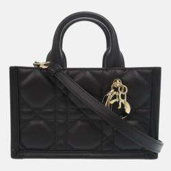 Christian Dior Book Tote Mini Macrocannage Calfskin Black Handbag