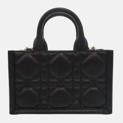 Christian Dior Book Tote Mini Macrocannage Calfskin Black Handbag
