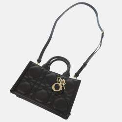 Christian Dior Book Tote Mini Macrocannage Calfskin Black Handbag