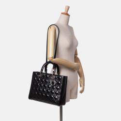 Dior Black Large Patent Cannage Lady Dior
