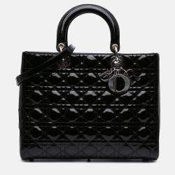 Dior Black Large Patent Cannage Lady Dior