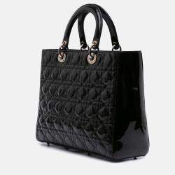 Dior Black Large Patent Cannage Lady Dior