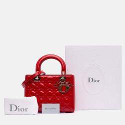 Dior Red Medium Patent Cannage Lady Dior