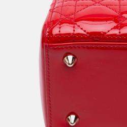 Dior Red Medium Patent Cannage Lady Dior