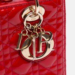 Dior Red Medium Patent Cannage Lady Dior