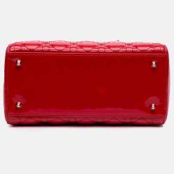 Dior Red Medium Patent Cannage Lady Dior