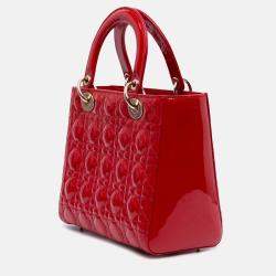 Dior Red Medium Patent Cannage Lady Dior