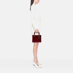 Dior Red Medium Patent Cannage Lady Dior
