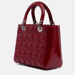 Dior Red Medium Patent Cannage Lady Dior