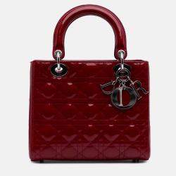 Dior Red Medium Patent Cannage Lady Dior