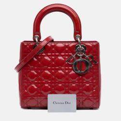 Dior Red Medium Patent Cannage Lady Dior