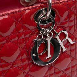 Dior Red Medium Patent Cannage Lady Dior
