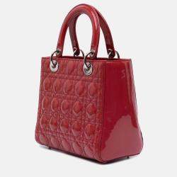 Dior Red Medium Patent Cannage Lady Dior