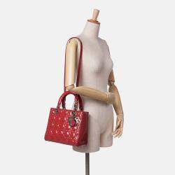 Dior Red Medium Patent Cannage Lady Dior