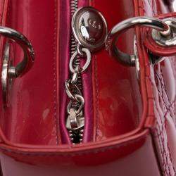 Dior Red Medium Patent Cannage Lady Dior