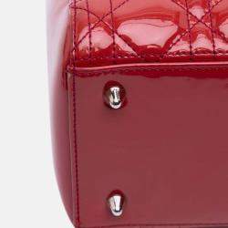 Dior Red Medium Patent Cannage Lady Dior