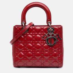 Dior Red Medium Patent Cannage Lady Dior