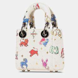 Dior White Micro Calfskin Pixel Zodiac Lady Dior