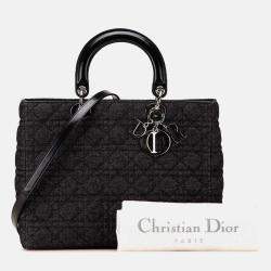 Dior Black Large Denim Cannage Lady Dior