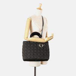 Dior Black Large Denim Cannage Lady Dior