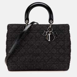 Dior Black Large Denim Cannage Lady Dior