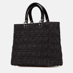 Dior Black Large Denim Cannage Lady Dior