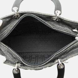 Dior Black Large Denim Cannage Lady Dior