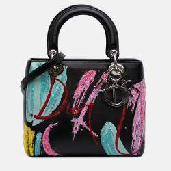 Dior Black Medium Calfskin Sequin Art Lady Dior