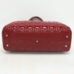 Dior Red Cannage Patent Leather Large Soft Lady Dior Shopper Tote