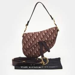 Dior Burgundy Oblique Canvas and Leather Saddle Bag
