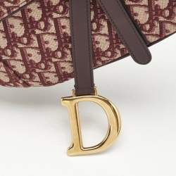 Dior Burgundy Oblique Canvas and Leather Saddle Bag