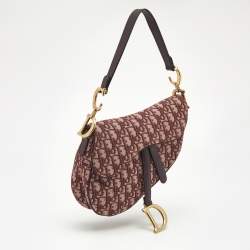 Dior Burgundy Oblique Canvas and Leather Saddle Bag