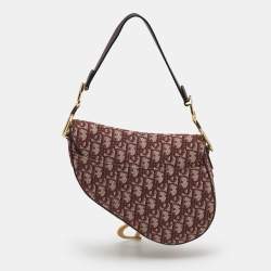 Dior Burgundy Oblique Canvas and Leather Saddle Bag