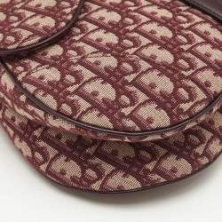 Dior Burgundy Oblique Canvas and Leather Saddle Bag