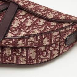 Dior Burgundy Oblique Canvas and Leather Saddle Bag