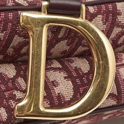 Dior Burgundy Oblique Canvas and Leather Saddle Bag