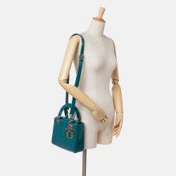 Dior Blue Small Patent Cannage Lady Dior