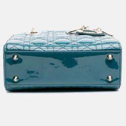 Dior Blue Small Patent Cannage Lady Dior