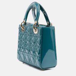 Dior Blue Small Patent Cannage Lady Dior