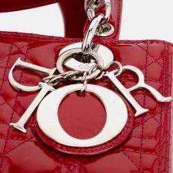Dior Red Medium Patent Cannage Lady Dior