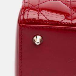 Dior Red Medium Patent Cannage Lady Dior