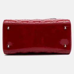 Dior Red Medium Patent Cannage Lady Dior