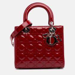 Dior Red Medium Patent Cannage Lady Dior