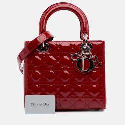 Dior Red Medium Patent Cannage Lady Dior