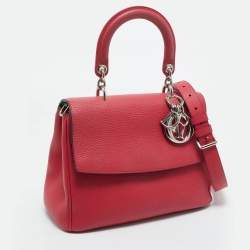 Dior Red Leather Small Be Dior Flap Top Handle Bag