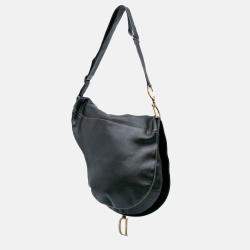 Dior Black Leather Baudrier Saddle Bag