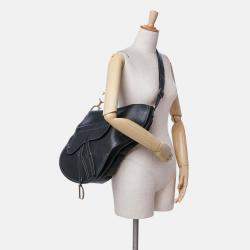 Dior Black Leather Baudrier Saddle Bag