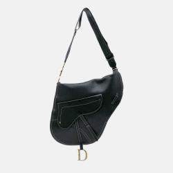Dior Black Leather Baudrier Saddle Bag
