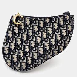 Dior Beige/Blue Canvas Oblique Saddle Crossbody Bag