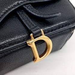 Dior Black Leather Saddle Micro Mini Crossbody Bag
